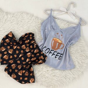 تاپ شلوارک مدل drink coffee